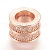 Brass Micro Pave Cubic Zirconia European Beads ZIRC-F062-11RG-1