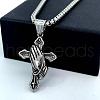 Greek Retro Style Stainless Steel Cross Praying Hand Pendant Necklaces for Men IN9519-3
