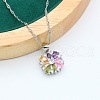 Flower Brass Pave Cubic Zirconia Pendant Necklaces & Earring & Ring & Link Bracelets Sets for Women FS-WG38B31-03-2