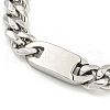 Non-Tarnish 304 Stainless Steel Cuban Link Chain Oval Link Bracelets for Women BJEW-G717-17P-2
