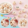   64Pcs 8 Styles Printed Wood European Beads WOOD-PH0002-76-4