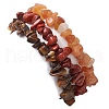 3Pcs 3 Styles Natural Red Aventurine & Red Jasper & Tiger Eye Chips Stretch Bracelets Sets BJEW-JB11076-07-5