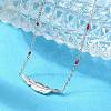 304 Stainless Steel Feather Link Bracelets for Women BJEW-A036-17P-4