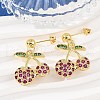 Brass Cubic Zirconia Dangle Stud Earrings EJEW-Q036-07G-3