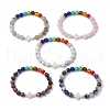 Charka Theme Mixed Gemstone Round Beaded Stretch Bracelets for Women Men BJEW-JB11365-2