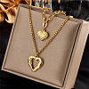 Alloy Double Layer Heart Pendant Necklaces for Women FS-WG15117-01-5