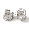Rack Plating Brass Pave Clear Cubic Zirconia 3-Strand Cuff Earrings for Women EJEW-P280-04P-2