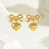 Stylish Stainless Steel Butterfly with Heart Tassel Heart Stud Earrings XV0510-2-3