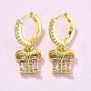 Gift Brass Micro Pave Cubic Zirconia Hoop Earrings EJEW-U057-05G-2