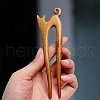 Chinese Style Cat Verawood Hair Forks WOCR-PW0003-63B-1