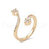 Clear Cubic Zirconia Snake Open Cuff Ring RJEW-B043-01-3