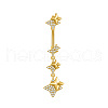 304 Stainless Steel Pave Clear Cubic Zirconia Curved Barbell Dangle Belly Rings FS-WG7A03F-08-1
