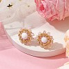 Flower Glass Seed Beaded with Natural Mashan Jade Stud Earrings for Women EJEW-MZ00208-02-2