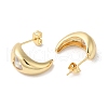 Clear Cubic Zirconia Crescent Moon with Heart Stud Earrings EJEW-R150-13G-2