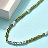 Faceted Rondelle Natural Peridot Beaded Necklaces for Women NJEW-M048-03-3