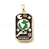 Tarot Card Brass Enamel Pendents KK-R212-02G-06-1