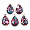 Teardrop Assembled Synthetic Turquoise and Natural Regalite/Imperial Jasper Pendants G-N330-20B-1