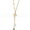 304 Stainless Steel Clear Cubic Zirconia Letter M Pendant Necklaces for Women FS-WG85B8F-01-5