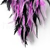 Natural Amethyst Chips Beaded Moon with Feather Pendant Decorations HJEW-M004-05-3