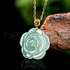 Flower Natural Jade Pendant 925 Sterling Silver Chain Necklaces for Women FS-WGE521C-01-1