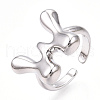 Brass Letter Open Cuff Rings for Women RJEW-G313-01W-P-3