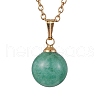 Round Gemstone Pendant Necklaces NJEW-JN04718-02-4