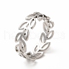 Non-Tarnish 304 Stainless Steel Hollow Out Leafy Branch Finger Ring for Women RJEW-B027-06P-1