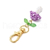 Handmade Glass Seed Mushroom with Acrylic Leaf Pendant Decorations HJEW-MZ00104-04-4