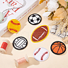 12Pcs 6 Style Sports Ball Theme Computerized Towel Fabric Embroidery Iron on Cloth Patches PATC-FG0001-64-4