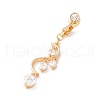 Wave Cubic Zirconia Charm Belly Ring AJEW-F057-18G-1