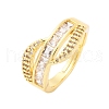 Brass Micro Pave Clear Cubic Zirconia Rings for Women RJEW-U047-22G-4