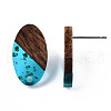 Transparent Resin & Walnut Wood Stud Earring Findings MAK-N032-005A-F01-4
