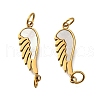 Ion Plating(IP) 304 Stainless Steel Pave Shell Feather Connector Charms with Jump Rings STAS-Q335-06G-1