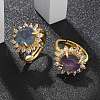 Sunflower Natural Fluorite Finger Rings RJEW-B113-03G-01-1