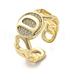 Brass Micro Pave Clear Cubic Zirconia Open Cuff Rings for Women RJEW-K289-02G-D-4