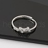 Constellations Rhodium Plated 925 Sterling Silver Micro Pave Clear Cubic Zirconia Adjustable Rings for Women RJEW-P130-01P-E-2