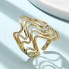 Ion Plating(IP) 304 Stainless Steel Wave Open Cuff Ring for Women RJEW-M025-01G-1