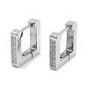 304 Stainless Steel Micro Pave Clear Cubic Zirconia Square Huggie Hoop Earrings for Women EJEW-C096-18P-1