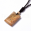 Dyed Natural Fossil Coral Rectangle Pendant Necklace for Women NJEW-C002-02B-4