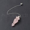 Natural Rose Quartz Pointed Dowsing Pendulums AJEW-B020-03P-07-3