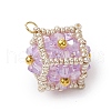 Beaded Cube Charms PALLOY-MZ00440-04-3
