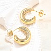 Brass Micro Pave Clear Cubic Zirconia Stud Earrings for Women EJEW-U056-04B-G-3