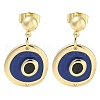 Real 18K Gold Plated Brass Enamel Dangle Stud Earrings Findings KK-B124-09G-02-4