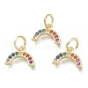 Brass Micro Pave Clear Cubic Zirconia Pendants KK-P188-O01-G-1