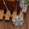 Tibetan Style Engraved Flower Alloy Pendant Necklaces for Women FS-WGE3882-01-3