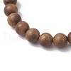 Natural Sandalwood &l Striped Agate & Carnelian Round Beaded Bracelets for Women BJEW-JB11930-02-4
