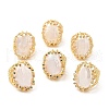 Natural Pearl Twist Oval Open Cuff Ring RJEW-M150-03G-1