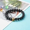 Natural Lava Rock Round Beads Stretch Bracelet BJEW-JB06832-3