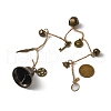 Iron Bell with Alloy Key/Feather/Elephant Pendant Decorations HJEW-JM02220-3
