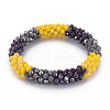 Crochet Glass Beads Braided Stretch Bracelet BJEW-T016-08D-1